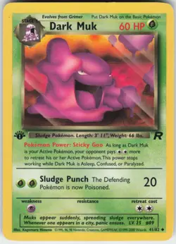 Pokemon TCG Dark Muk 41/82 Team Rocket Uncommon card 1st Edition MP - Image 1