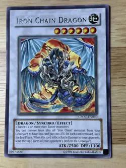 Yugioh Iron Chain Dragon CSOC-EN040 Unlimited Silver Foil Rare - Image 1