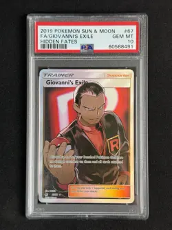 PSA 10 Giovanni's Exile Hidden Fates Full Art Trainer 67/68 Pokemon Card English - Image 1