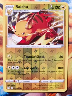 Raichu Reverse Holo Rare Pokemon Card, Lost Origin, 053/196 - Image 1