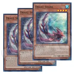 Yugioh - Drake Shark x 3 - 1st Edition Super Rare NM - Free Holo Card - Image 1