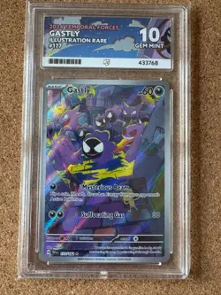 Pokemon TCG Gastly 177/162 Temporal Forces Illustration Rare Ace 10 Gem Mint - Image 1