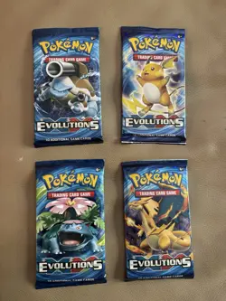 Pokemon TCG 2016 XY Evolutions Booster Pack Full Artwork Set Of 4 Packs - Image 1