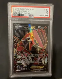 Pokemon Groudon EX Dark Explorers Full Art #106 PSA 5 Nice - Image 1