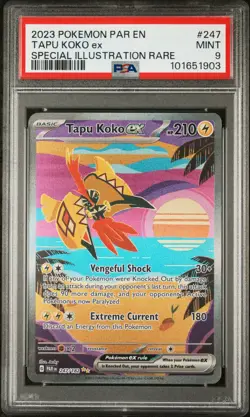 2023 POKEMON PAR EN-PARADOX RIFT SPECIAL ILLUSTRATION RARE TAPU KOKO EX PSA 9 - Image 1