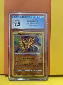 CGC 9.5 GEM MINT Zamazenta 102/185 AMAZING RARE HOLO Vivid Voltage Pokemon Card - Image 1