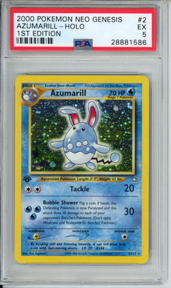 SWIRL!! PSA 5 MINT Azumarill 2 Neo Genesis 1st Edition Holo Pokemon Card - Image 1