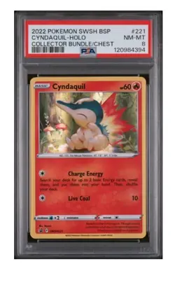 Cyndaquil - PSA 8 (MC) - Black Star Promo SWSH221 Cosmos Holo Pokemon Card - Image 1