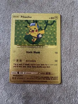 Pokemon Pikachu Gold Foil Card Collectible Fan Art - Image 1