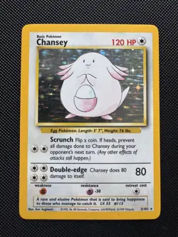 🔥 Chansey 3/102 🔥 Original Holo Rare Base Set Pokemon Card 1999 WOTC TCG - Image 1