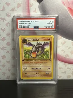 Pokemon PSA 8 Aerodactyl 16/62 Fossil Regular Non Holo Card Vintage WOTC 1999 - Image 1