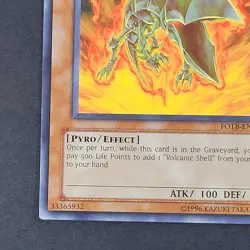 Yugioh TCG - Volcanic Shell - FOTB-EN009 - LP - Unlimited - Rare - Monster, 2007 - Image 3