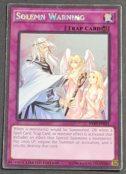 Yugioh TCG - Solemn Warning - NKRT-EN026 - NM/LP - Platinum Rare - Limited 2014 - Image 1