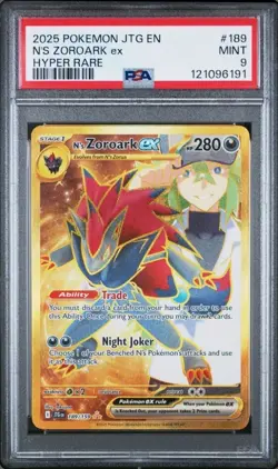 2025 Pokemon Journey Together EN N's Zoroark EX Hyper Rare PSA 9 - Image 1