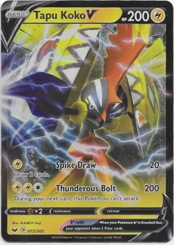 2020 Pokemon Sword & Shield Tapu Koko Holo #072/202 NM - Image 1