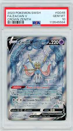2023 Pokemon SWSH Crown Zenith Zacian V #GG48 Full Art PSA 10 - Image 1