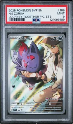 2025 Pokemon SVP EN N's Zorua Journey Together Pokemon Center ETB PSA 9 - Image 1