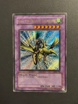 Gaia The Dragon Champion LOB-125 Ultra Rare Gold Name Secret YuGiOh MP - Image 1