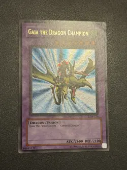 Gaia The Dragon Champion LOB-125 Ultra Rare Gold Name Secret YuGiOh MP - Image 3