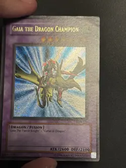 Gaia The Dragon Champion LOB-125 Ultra Rare Gold Name Secret YuGiOh MP - Image 4