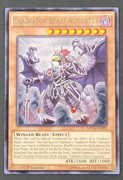 Yugioh TCG - Gladiator Beast Agustus - MP15-EN020 - NM - 1st Edition - Rare 2015 - Image 1