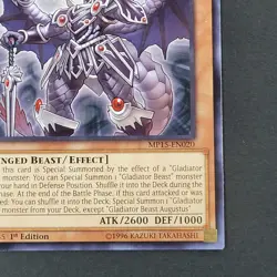 Yugioh TCG - Gladiator Beast Agustus - MP15-EN020 - NM - 1st Edition - Rare 2015 - Image 4