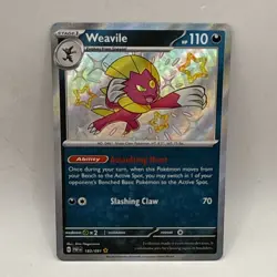 Pokemon Weavile 183/091, Paldean Fates, Baby Shiny LP Holo Trading Card - Image 1