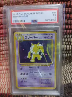 1997 Vintage Pokemon Japanese Fossil Card #97 Hypno Holo Graded PSA 5 Excellent - Image 1