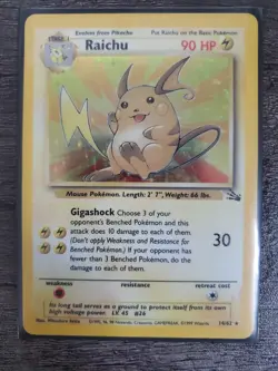 Pokemon TCG Raichu Fossil Holo Rare Card 14/62 Vintage 1999 Ungraded - Image 1