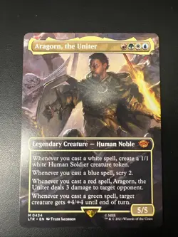 Magic The Gathering MTG ARAGORN, THE UNITER BORDERLESS The Lord of the Rings NM - Image 1