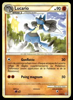 2010 Pokemon HeartGold & SoulSilver - Unleashed Lucario #19 Light Play - Image 1