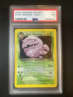 2000 Pokemon Team Rocket Dark Weezing Holo #14 PSA 7 - Image 3