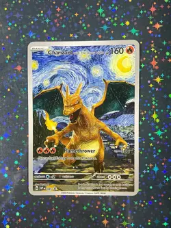 Charizard with the Starry Night Van Gogh Pokemon Anime Game Collection Cards - Image 1