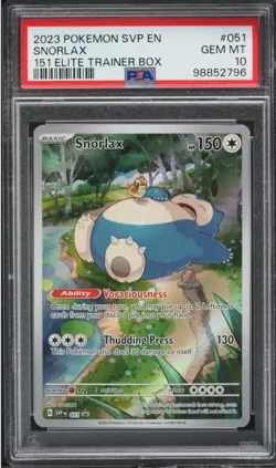 2023 Pokemon SV 151 Black Star Promo ETB Snorlax #51 PSA 10 GEM MINT - Image 2