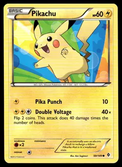 2012 Pokemon Black & White - Boundaries Crossed Pikachu #50 Light Play - Image 1