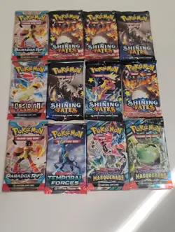 Pokemon 12 Sealed Shining Fates/Obsidian Flames/Paradox Rift Booster Packs - Image 1