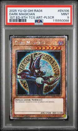 Yugioh Dark Magician RA04-EN106 9th TCG Art Platinum Secret Rare PSA 9 - Image 1