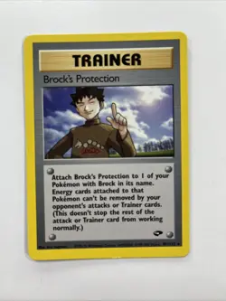 Brock’s Protection 101/132 Gym Challenge Pokemon Card Trainer Vintage Rare Card - Image 1