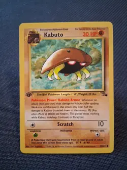 1st Ed Kabuto Non-Holo WOTC Pokemon Card 50/62 Fossil Set LP Light Play - Image 1