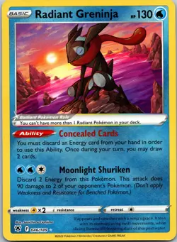Radiant Greninja 046/189 Sword & Shield Astral Radiance Holo Pokemon TCG Card NM - Image 1
