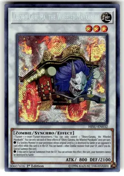 Yugioh Oboro-Guruma, the Wheeled Mayakashi HISU-EN032 Secret Rare 1st Ed NM - Image 1