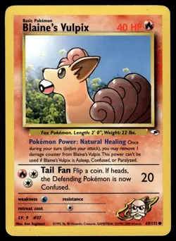 2000 Pokemon Gym - Heroes Blaine’s Vulpix #65 Light Play - Image 1
