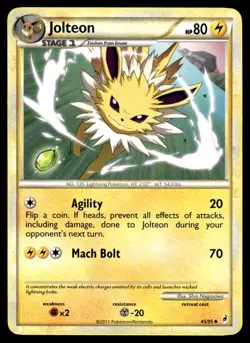 2011 Pokemon HeartGold & SoulSilver - Call of Legends Jolteon #45 Light Play - Image 1