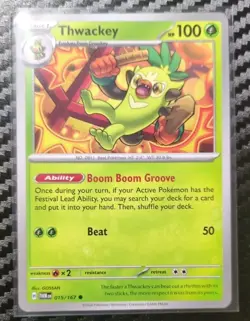 Thwackey 015/167 Twilight Masquerade C Pokemon Card NM Condition - Image 1