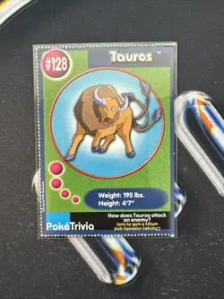 Tauros 1999 Original 151 Pokemon Burger King PokeTrivia Trading Card #128 - Image 1
