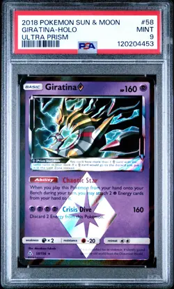 2018 POKEMON SUN & MOON ULTRA PRISM #58 GIRATINA-HOLO PSA 9 - Image 1