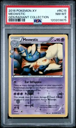 2016 POKEMON XY GENERATIONS RADIANT COLL #RC15 MEOWSTIC PSA 8 - Image 1