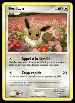 2008 Pokemon Diamond & Pearl - Majestic Dawn Eevee French #62 Light Play - Image 1