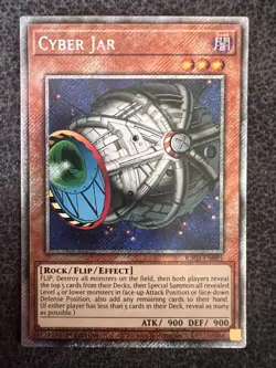 Yugioh Cyber Jar RA03-EN095 Platinum Secret Rare 1st Edition NM - Image 1