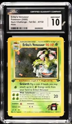 Erika's Venusaur 1st Edition Holo #4 Gym Challenge Pokemon Card CGC 10 Gem Mint - Image 1